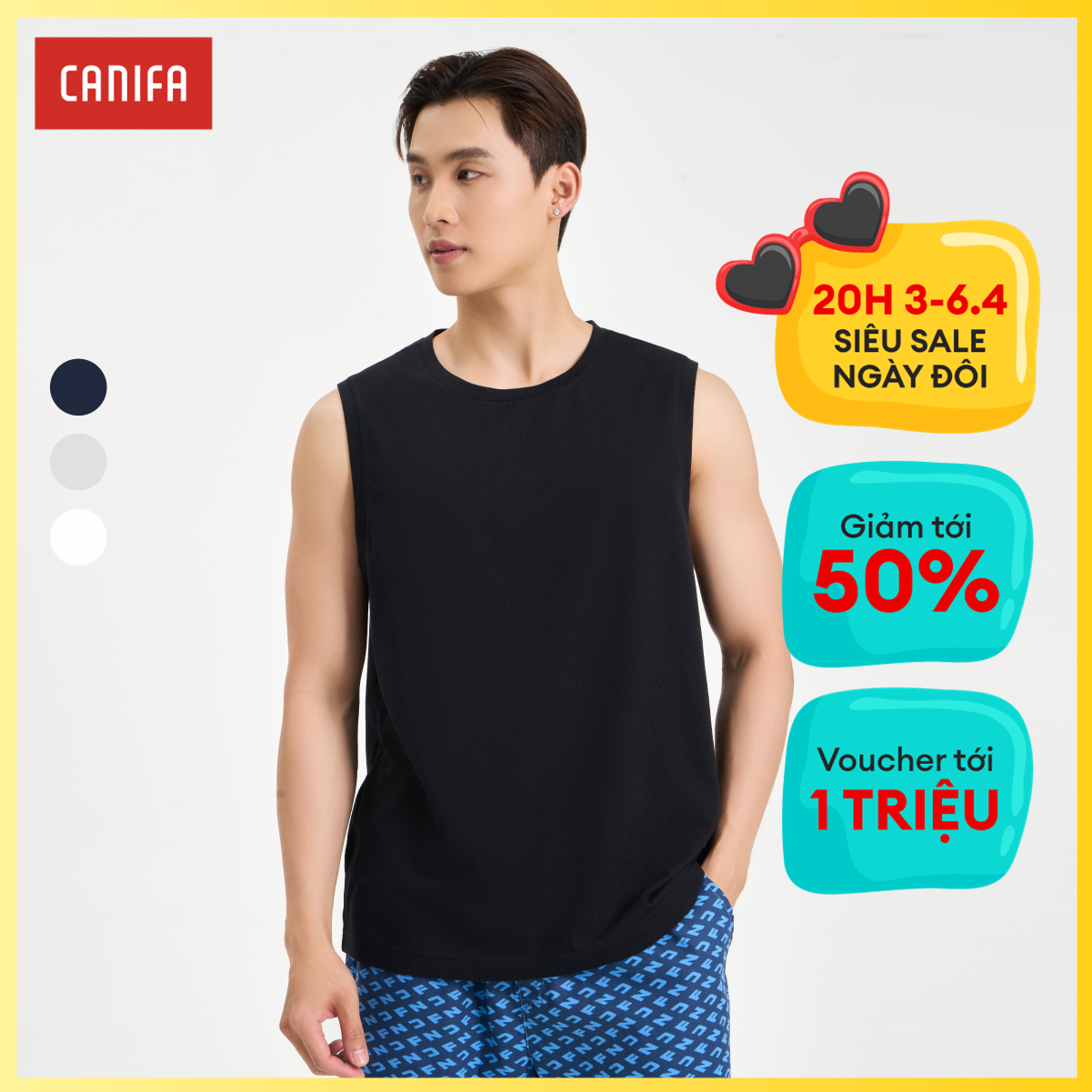 Combo 2 áo sát nách nam CANIFA mặc nhà 8LA24A002
