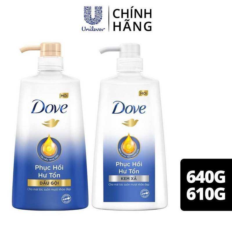 Combo dầu gội và xả Dove phục hồi hư tổn 640g hàng mới