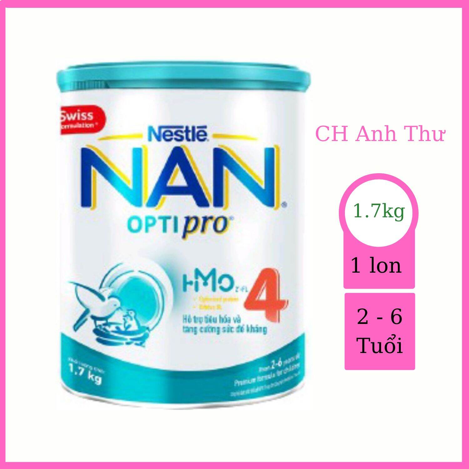 Nan 4 - Sữa Bột Nestle NAN Optipro 4 HM-O 1.7kg 2-6 tuổi - Date Mới