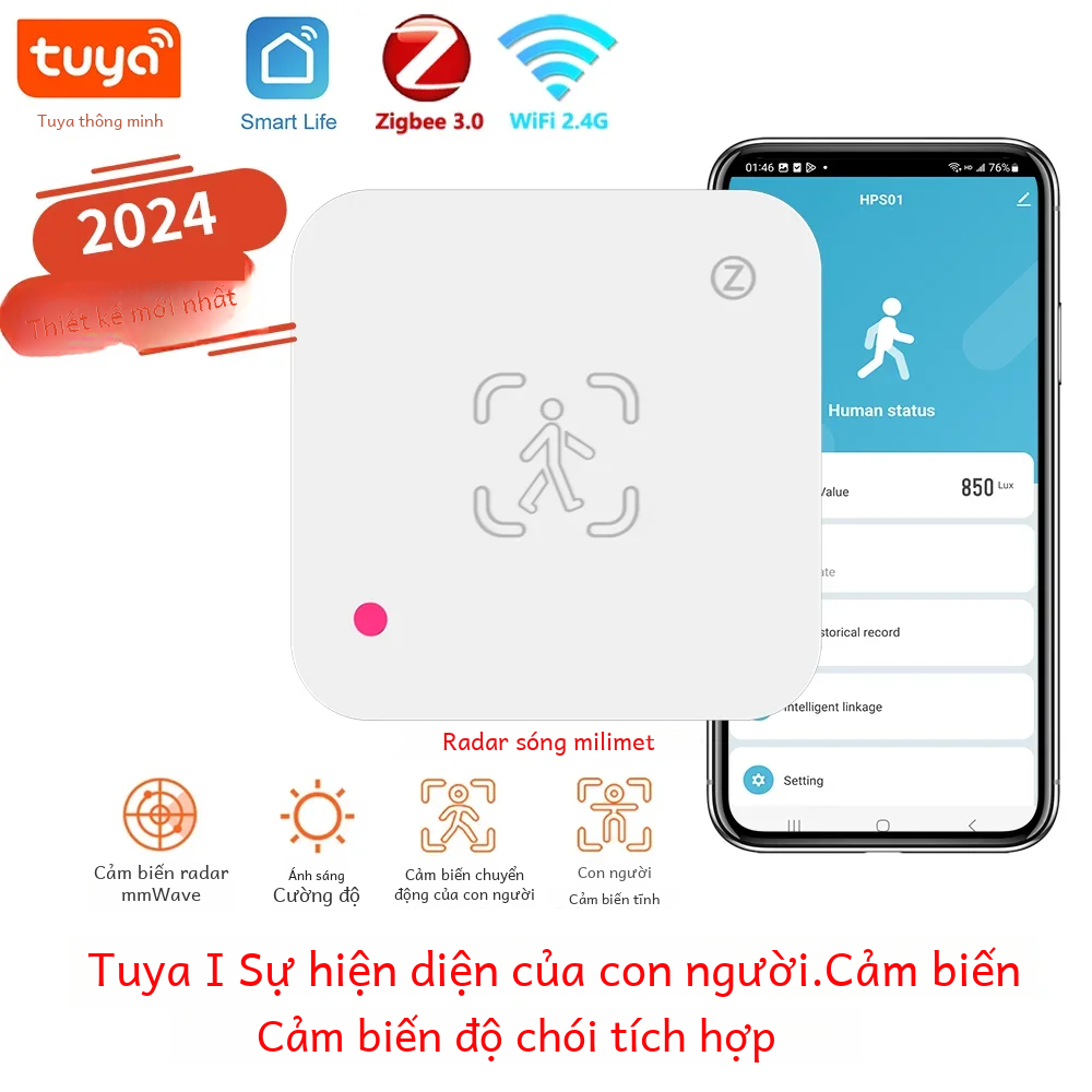 Tuya Zigbee Wifi Cảm Biến Sự Hiện Diện Của Con Người Mmwave Radar Cảm Biến Độ Sáng Thay Thế Cảm Biến Pir Cho Nhà Thông Minh Cuộc Sống Thông Minh