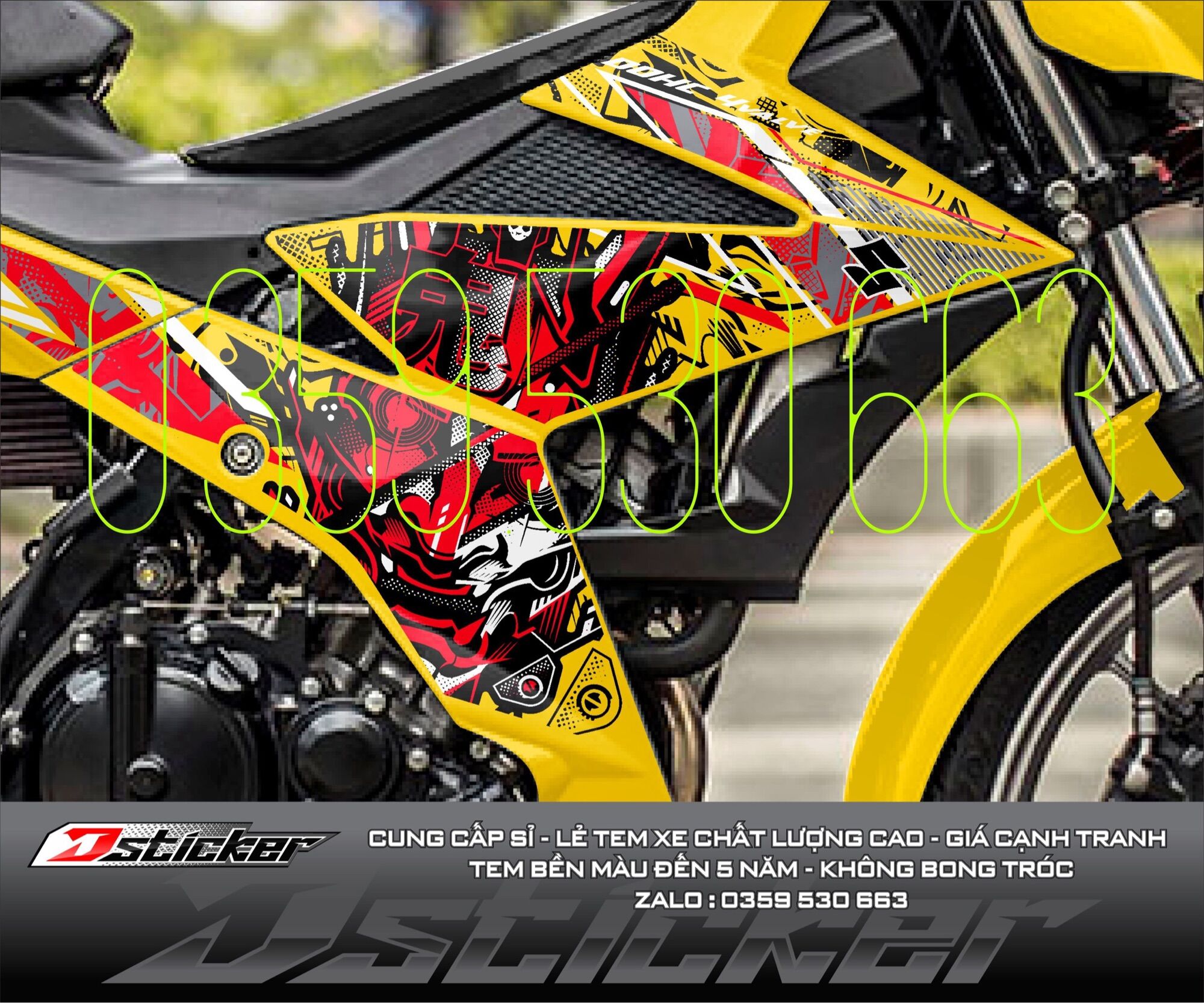 Tem rời Satria xe vàng - mẫu Samurai đỏ cực chất