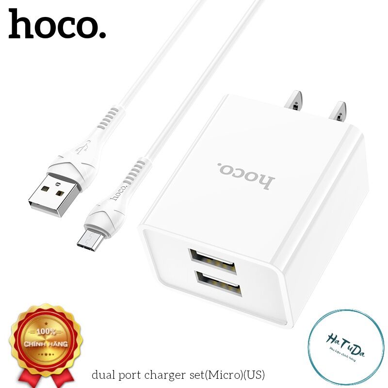 Bộ sạc Hoco c89 2 cổng 5V/2.1A Micro gồm cốc và cáp