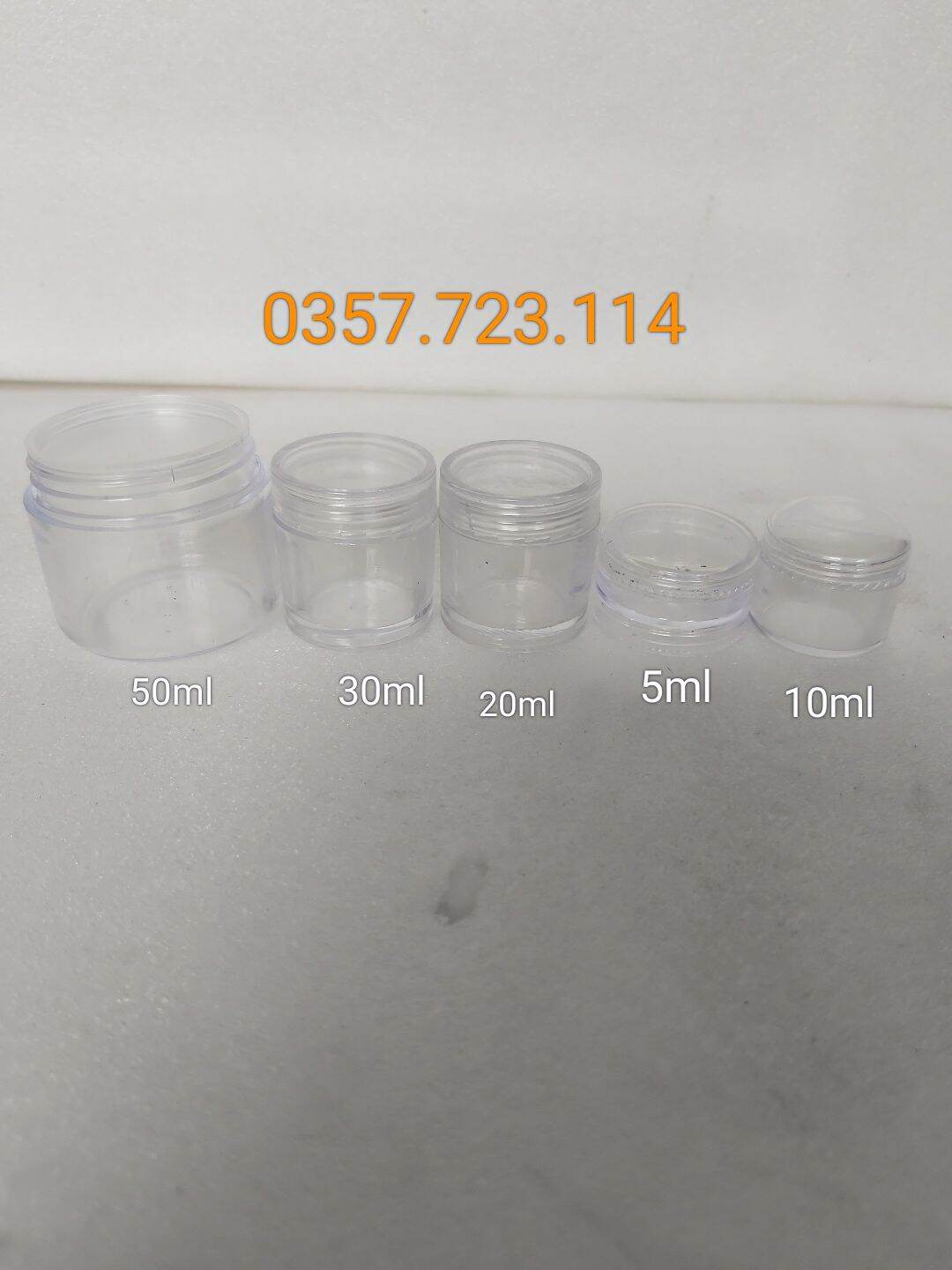 Hũ nhựa cao trong suốt 5ml,10ml,15ml,20ml,30ml