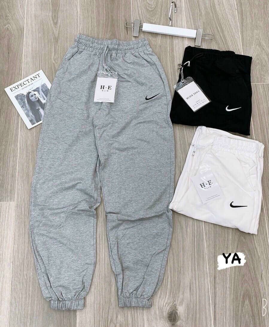Quần nỉ da cá nữ thêu hình _dáng jogger mềm mại