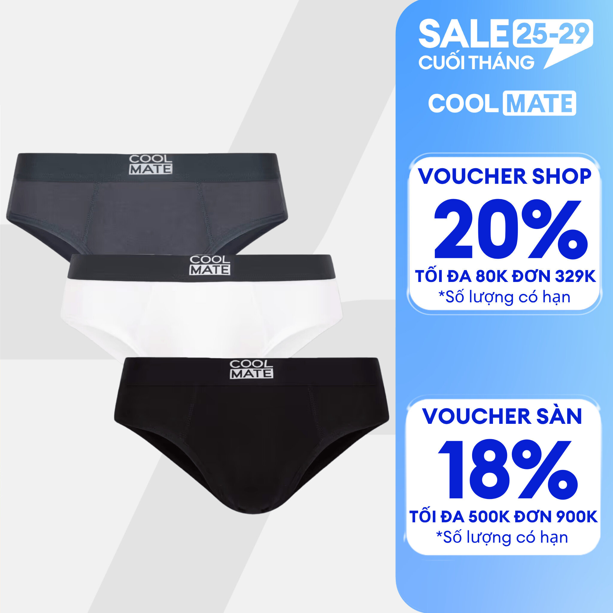 COMBO 3 Quần lót tam giác nam Brief Bamboo mềm mại, thám hút, kháng khuẩn Coolmate