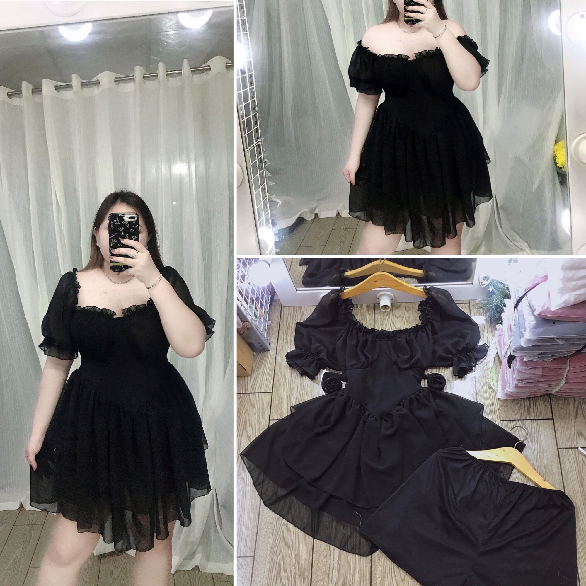 [Bigsize 60-85kg] Đầm cúp ngực tay ngắn (kèm 1 lót quần rời y hình)