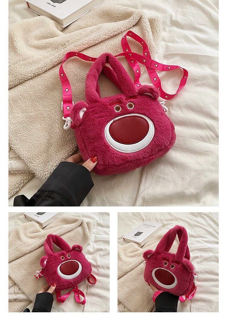 Túi đeo chéo bông gấu dâu lotso