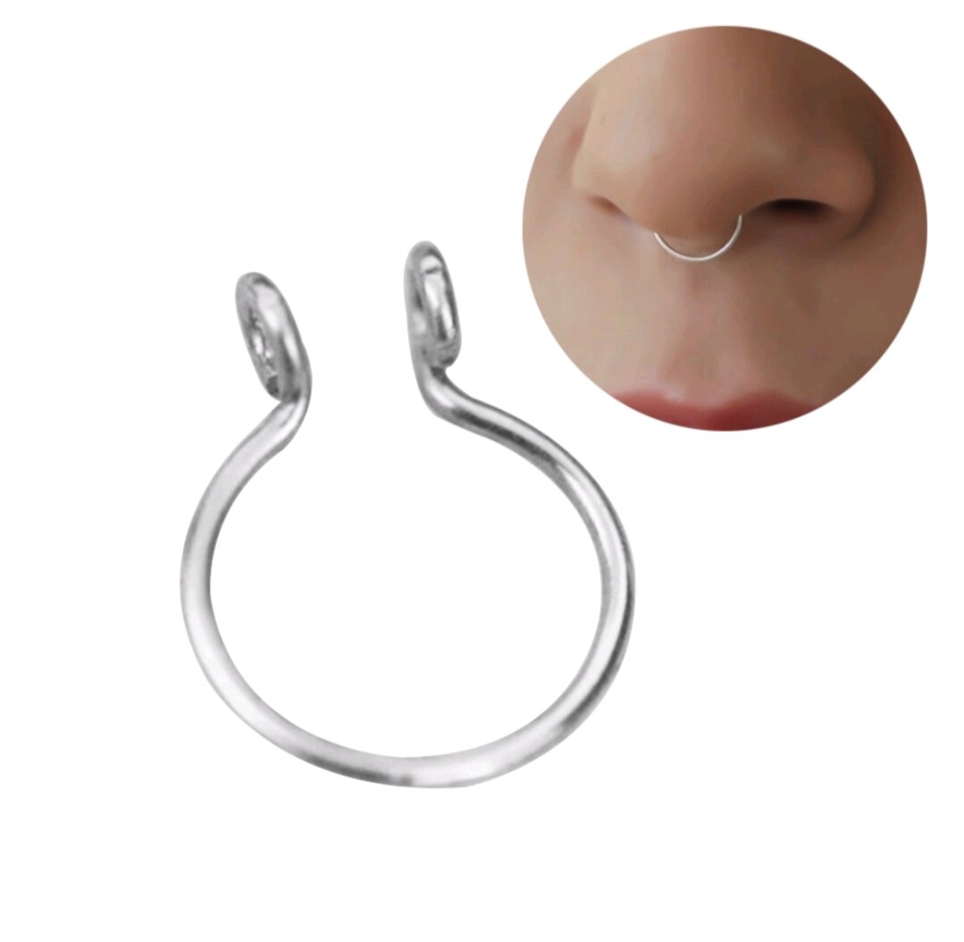 (1 chiếc) Khuyên Kẹp Septum Giả - Khuyên kẹp giả không cần lỗ (8mm) - Khuyên Kẹp Septum - Khuyên thép y tế không gỉ
