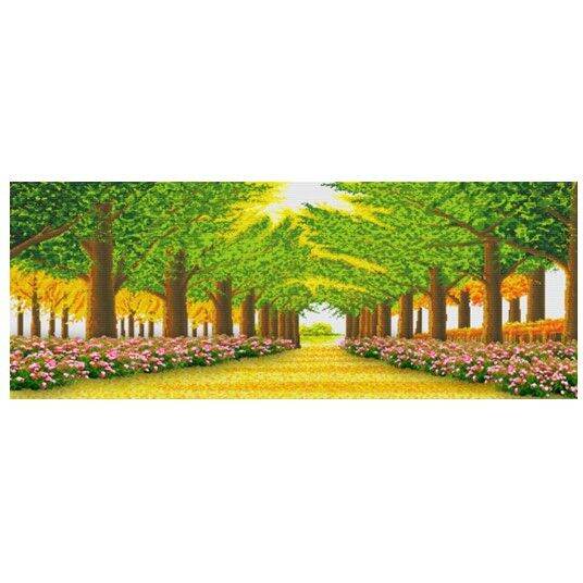 Tranh đính đá cây rừng mùa thu kt: 130*60cm