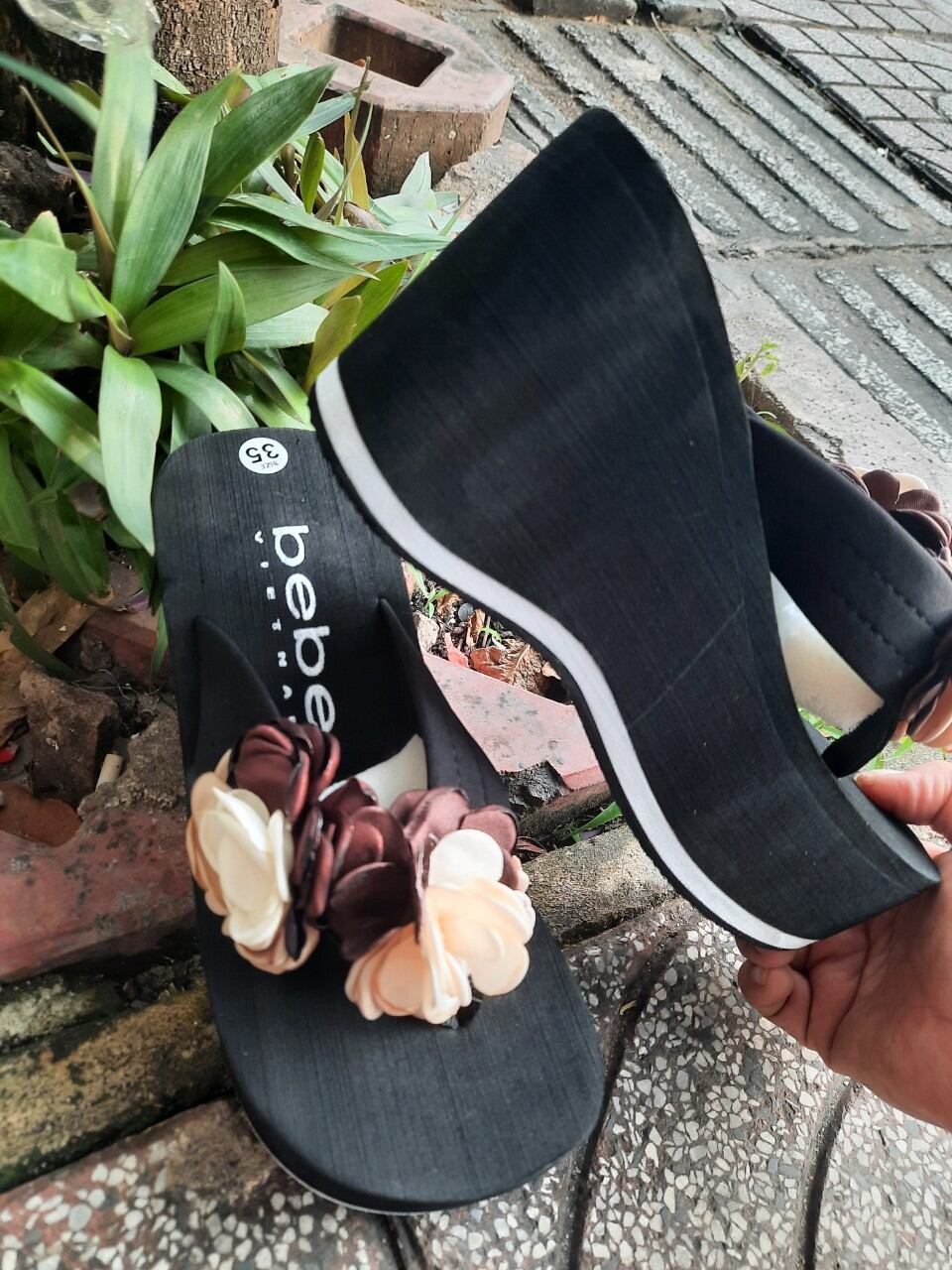 DÉP XUỒNG ĐẾ LƯỢN ĐÍNH HOA 7CM,9CM