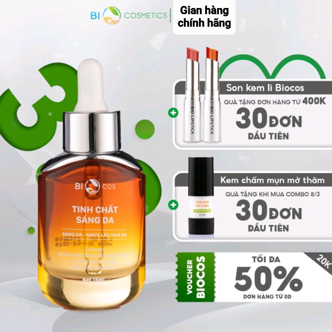 Serum Tinh Chất Sáng Da BIOCOS, Chăm Sóc Dưỡng Trắng Da, Mờ Thâm, Giảm Nếp Nhăn, Giúp Da Trắng Sáng, Chống Lão Hóa.