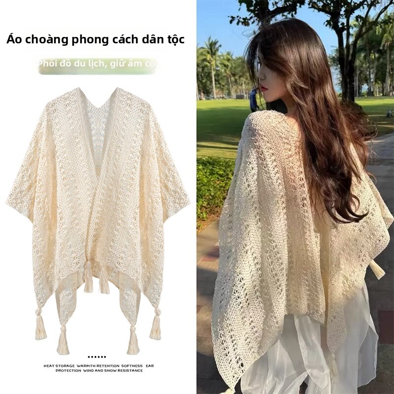 BAOYINFEI | Áo Cardigan Dệt Kim Voan Trắng