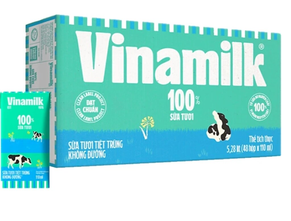 Thùng 48 hop sữa tươi tiệt trùng Vinamilk 100% ko đuong