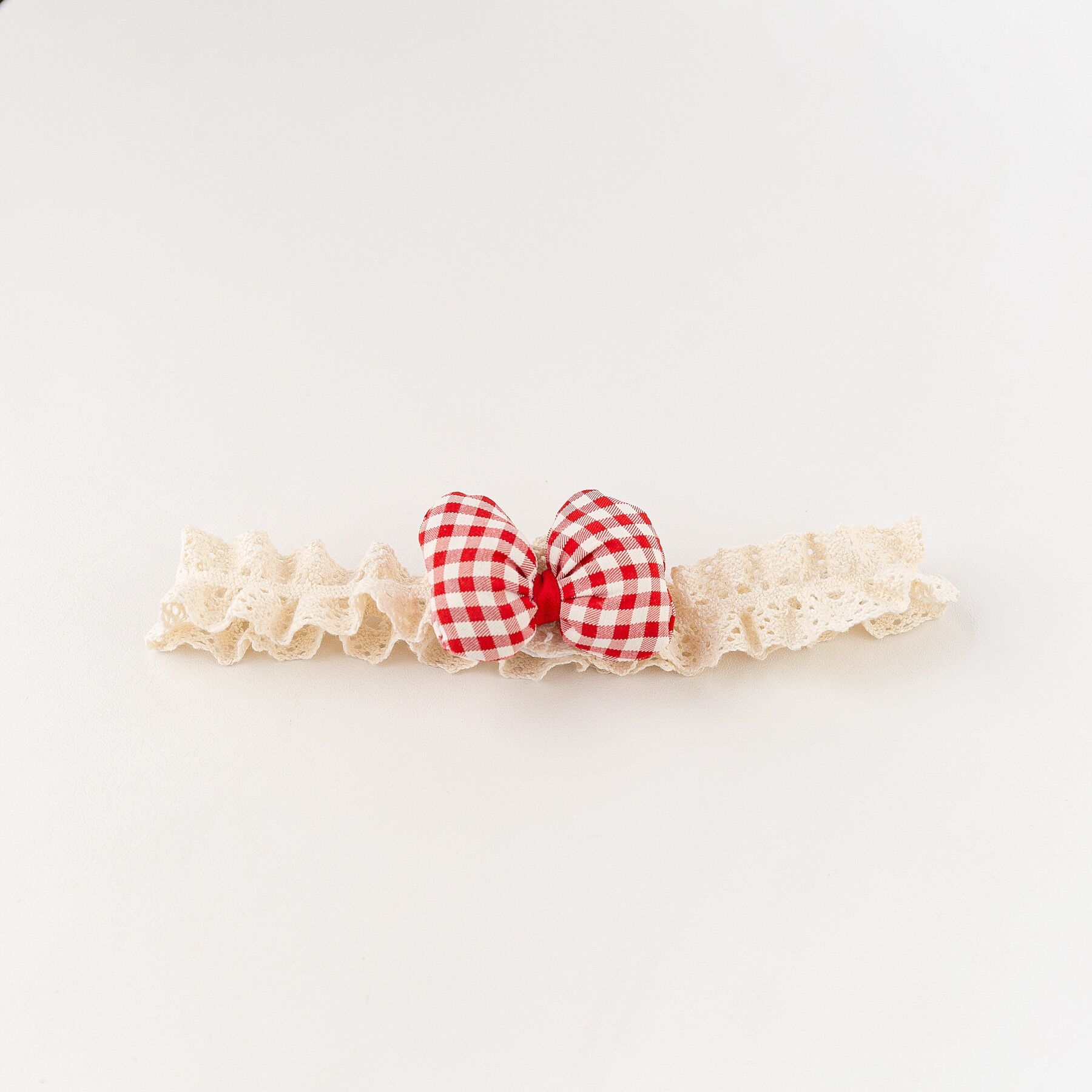 Dây ren cài tóc, turban nơ đỏ cho bé gái