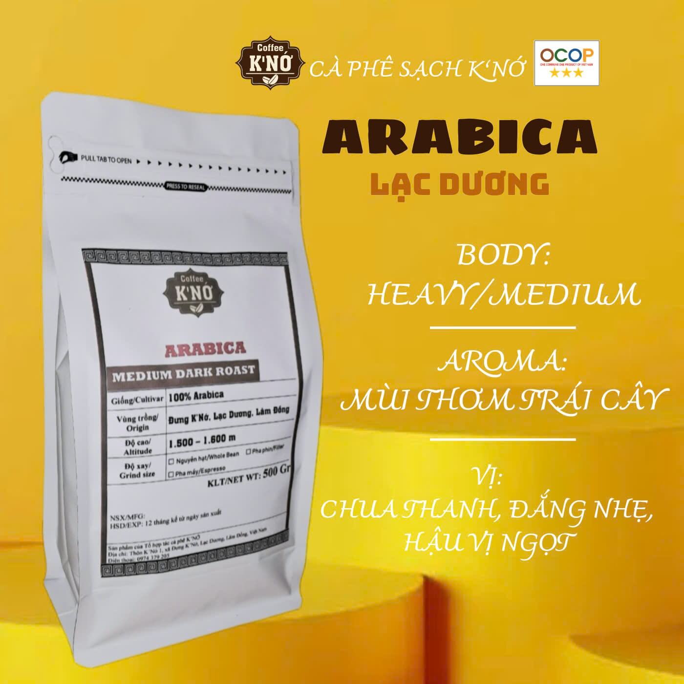 [500gr/1kg] Cà phê ARABICA nguyên chất rang mộc, từ quả chín 100%, cà phê hạt, cà phê bột, cafe sạch Lâm Đồng, Coffee K'Nớ.