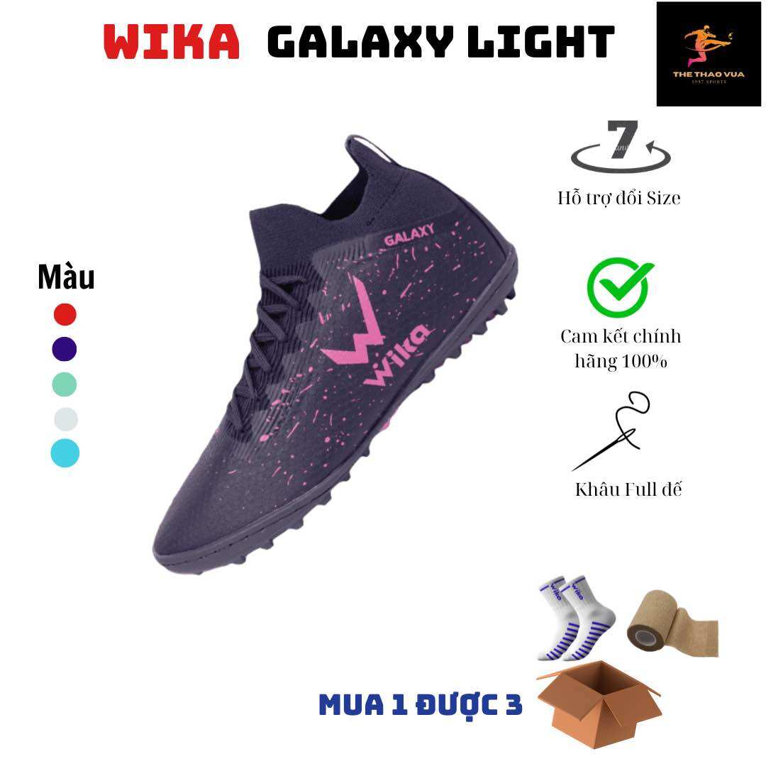 Giày đá bóng nam wika galaxy light chính hãng, giày wika galaxy thiết kế bề mặt vân nổi đã khâu full đế đi kèm qt
