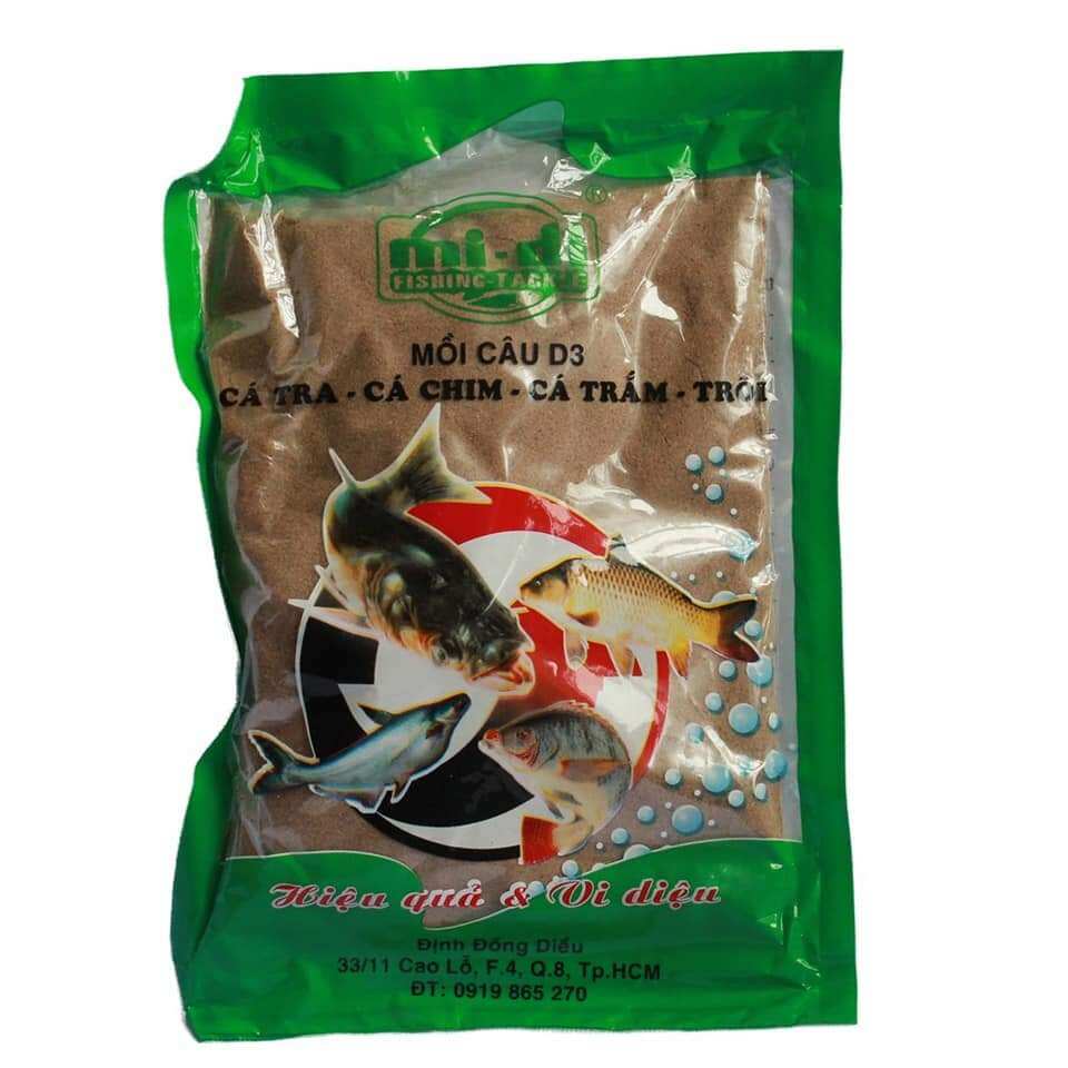 Mồi câu cá D3 siêu nhạy,cá tra, trê,rô phi - cám câu cá- mồi câu cá