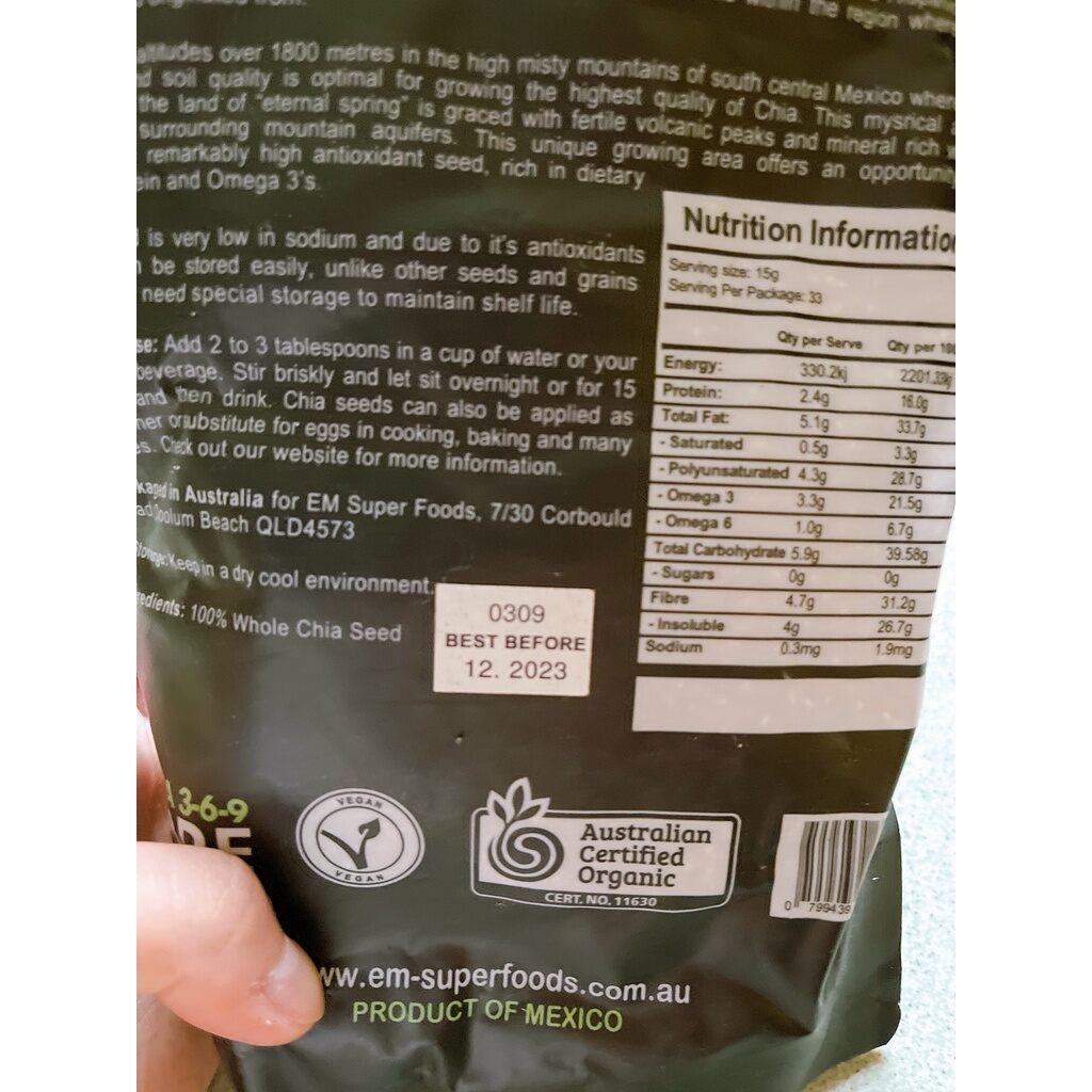 Hạt Chia ÚC BLACK BAG CHIA 500g