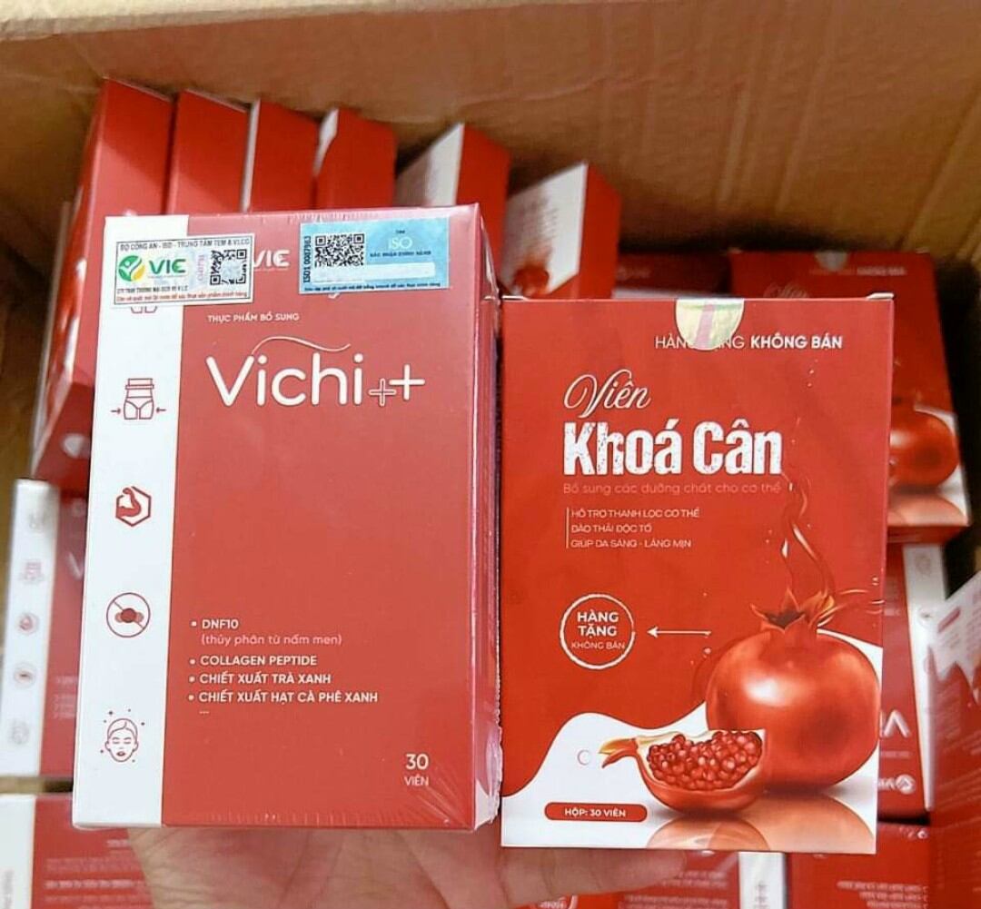 (Chính Hãng) Giảm Cân Vic Chi+  Hộp 30 Viên Tặng Kem 30 Viên Khoá Cân Lựu Đỏ Hộp 30 Viên