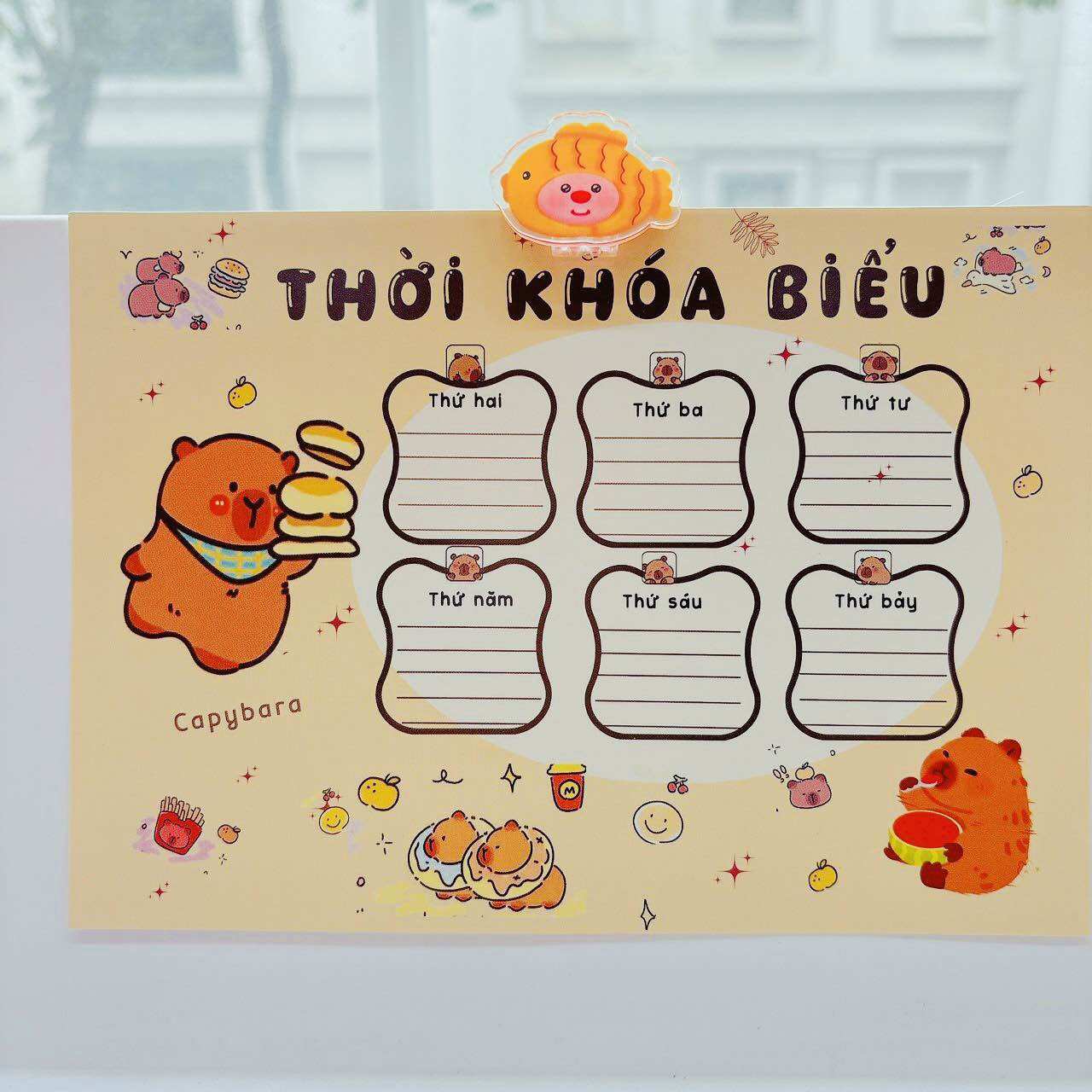 Set 3 tờ thời khoá biểu Capybara