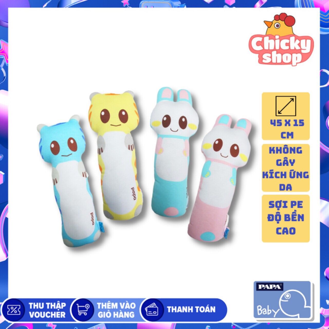 Bộ gối nằm và gối ôm cho bé Papa Baby Thái Lan
