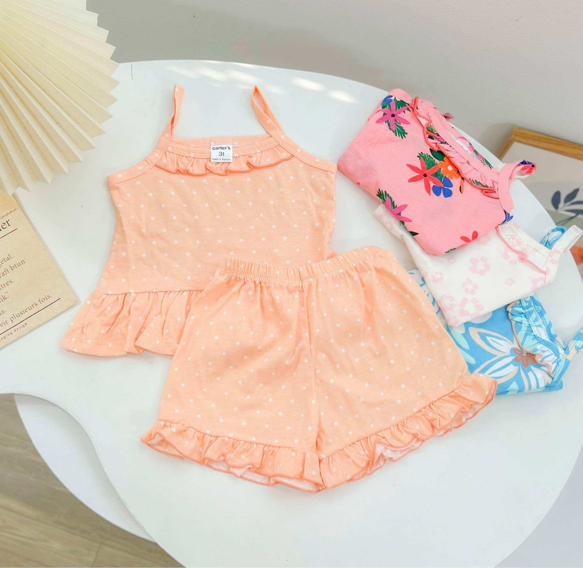 Bộ 2 dây thun cotton cho bé gái 5-18kg
