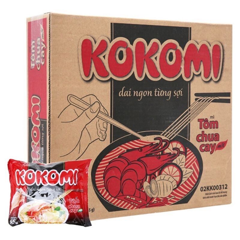 Thùng 30gói mì Kokomi tôm chua cay 65g