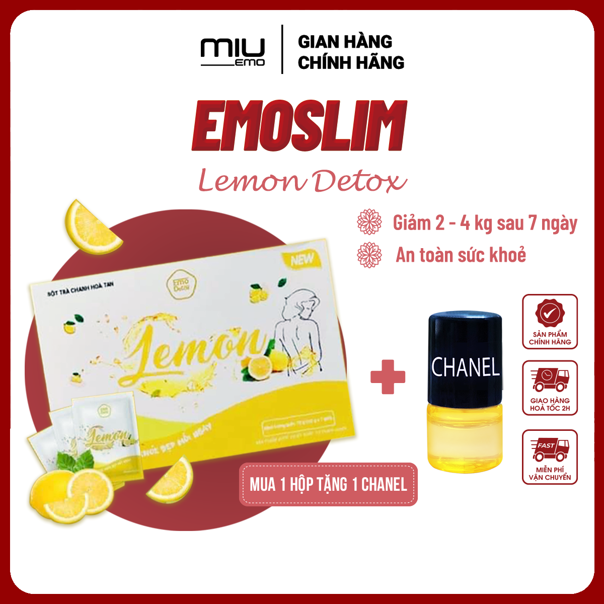 Combo 3hộp bột nước ép trái cây vị chanh giảm cân nhanh 7 ngày emoslim miu shop