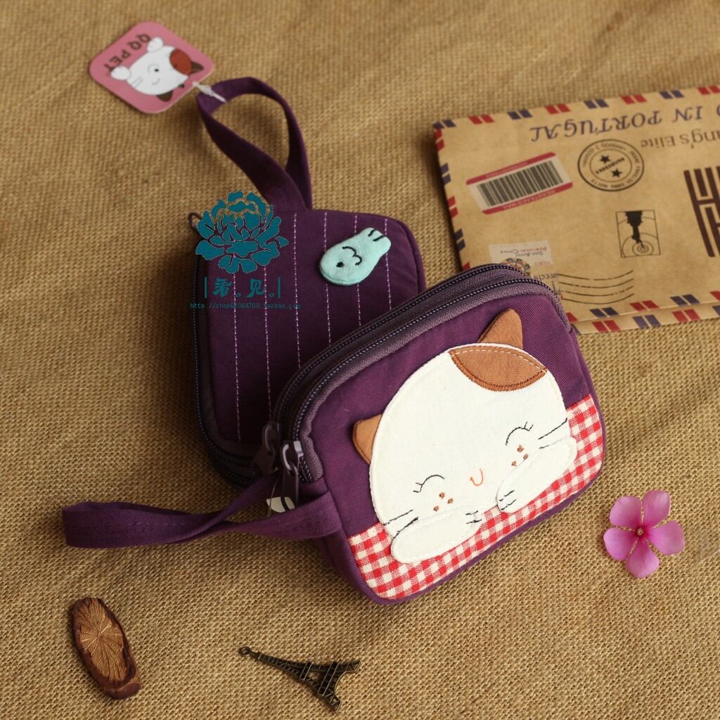 Ví Mèo Hoạt Hình Mini Có Dây Kéo Ngắn Ví Đựng Tiền Xu Dễ Thương Phong Cách Hàn Quốc Vải Sắp Xếp Lưu Trữ Cho Nữ