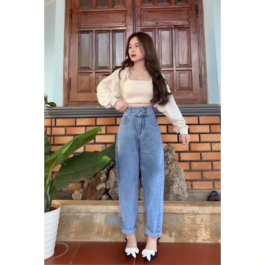 Set baggy jeans 2 nút + set 2 món áo khoác cánh dơi