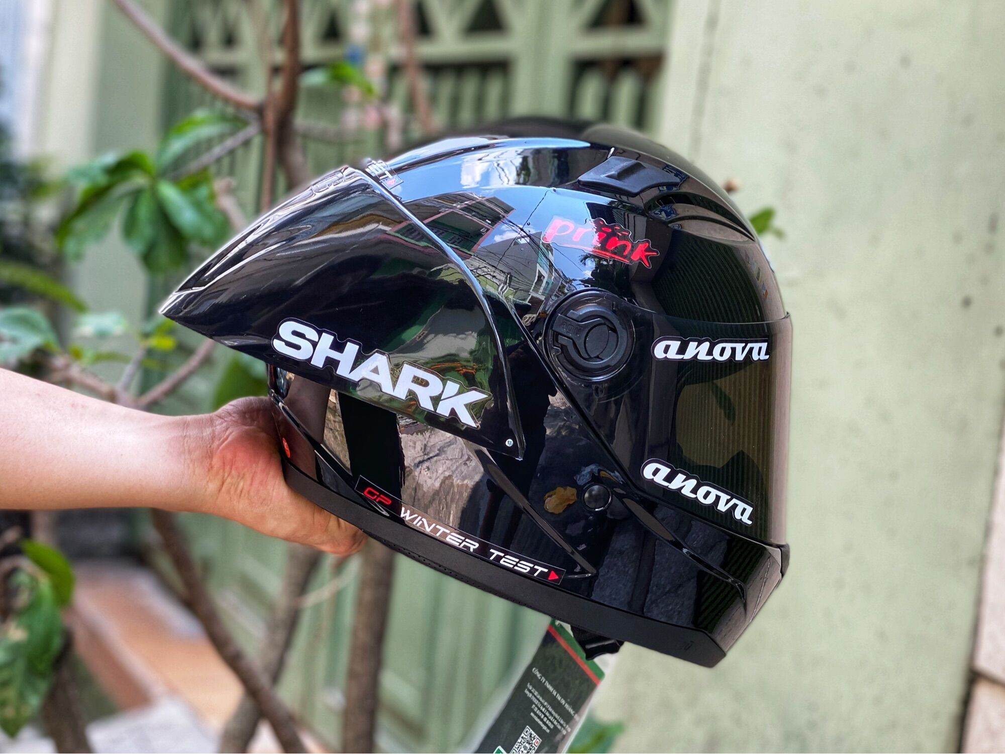 Nón Fullface Đen bóng mới nhất 2019, Lên Đuôi gió VÀ TEM SHARK