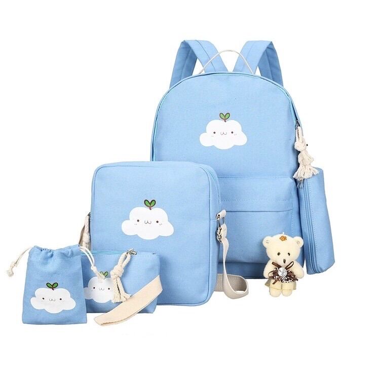 [HCM]COMBO Bộ 4 ba lô gồm ba lôtúi ipadvítúi rúthộp bút Họa tiết ĐÁM MÂY