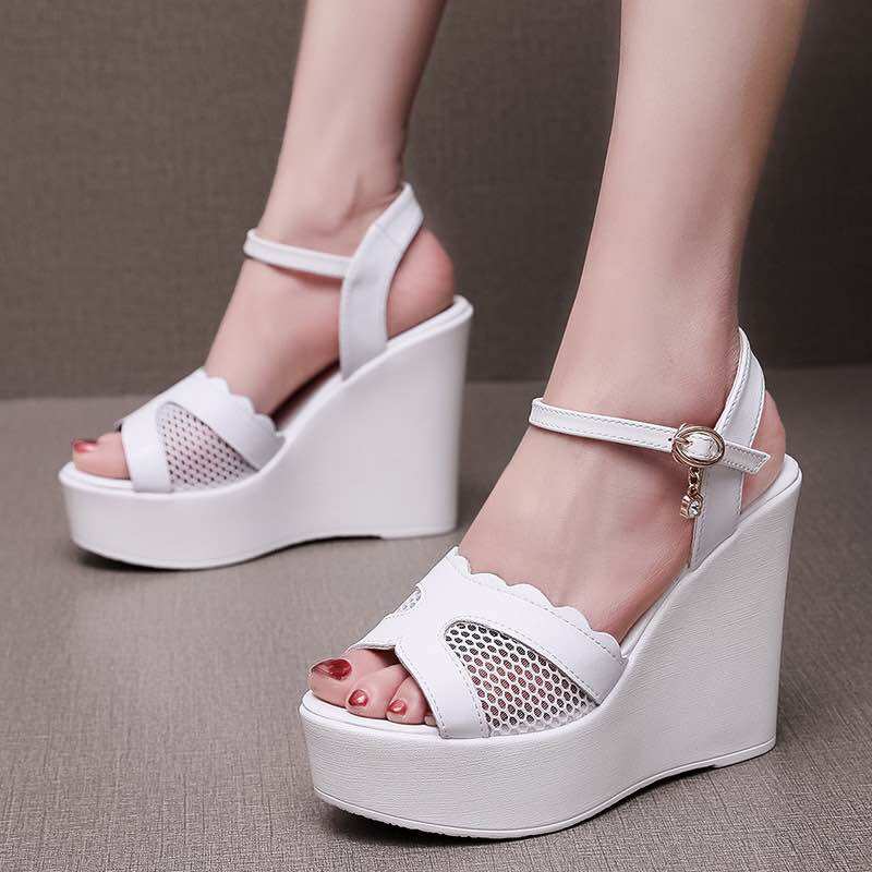 Sandal cao gót quai phối lưới(12p)