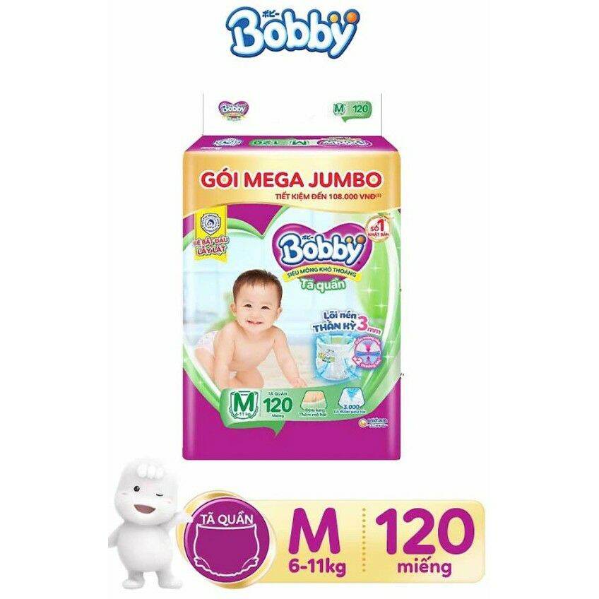 Tã quần Bobby M 120 miếng, M120. Date 2025