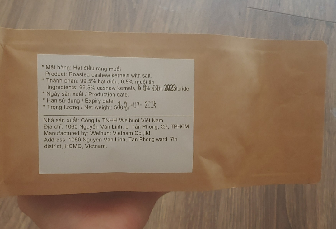 Hạt điều nhân trắng rang không muối