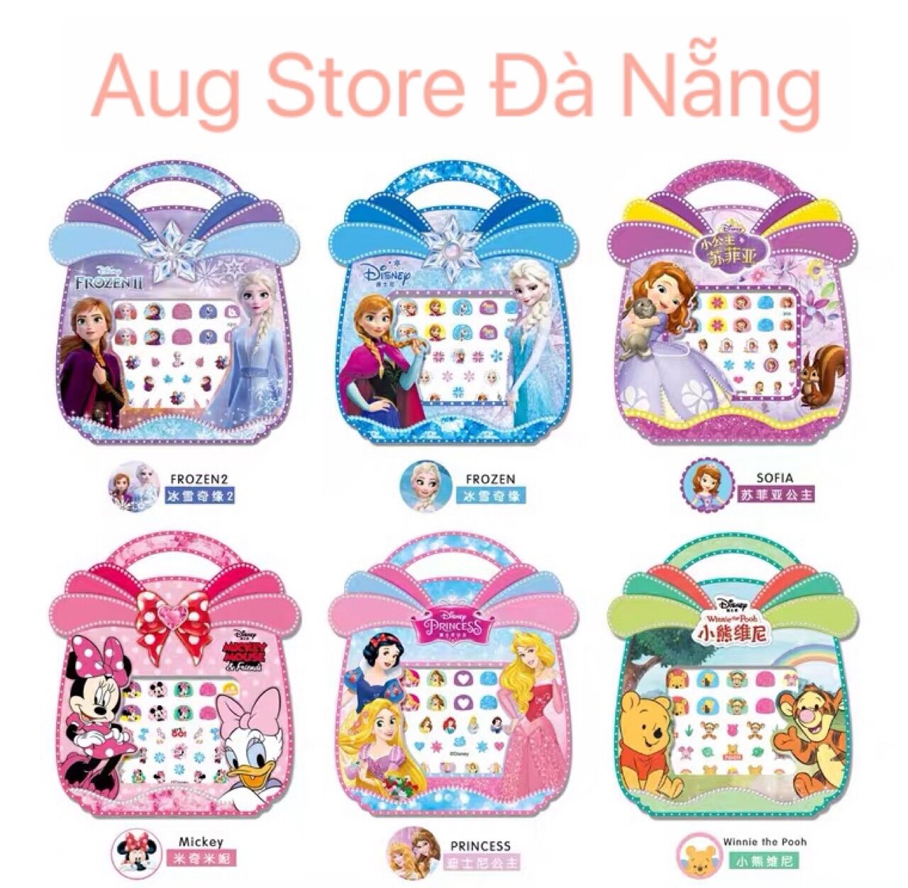 Nails Sticker-Dán Móng Tay Elsa, Sofia, Gấu Pooh, Mickey,Princess-Aug Store Đà Nẵng