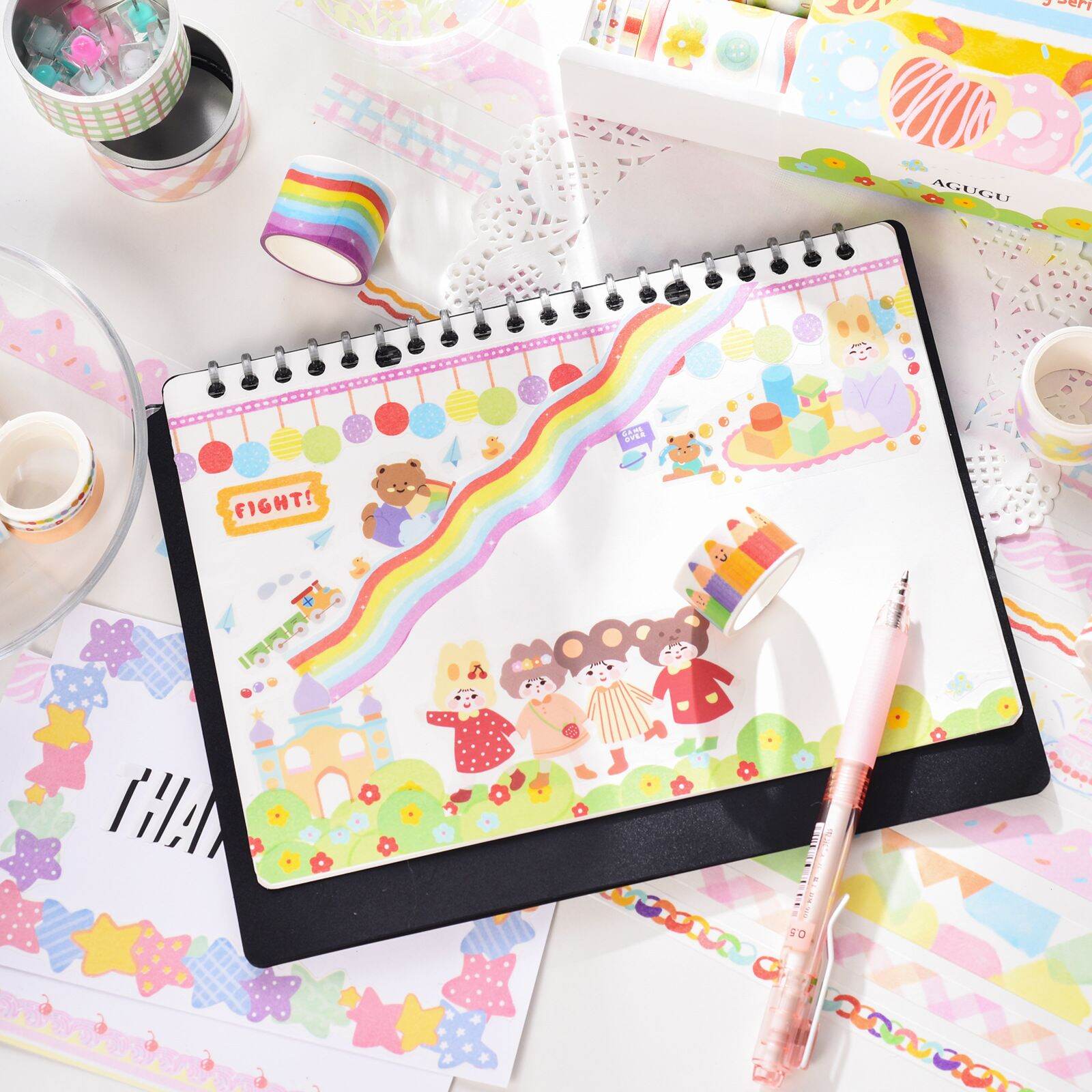 Set 20 cuộn washi nhiều kích thước