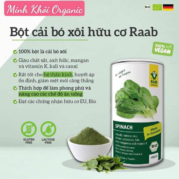 Bột cải bó xôi hữu cơ Raab 210gr - Spinach