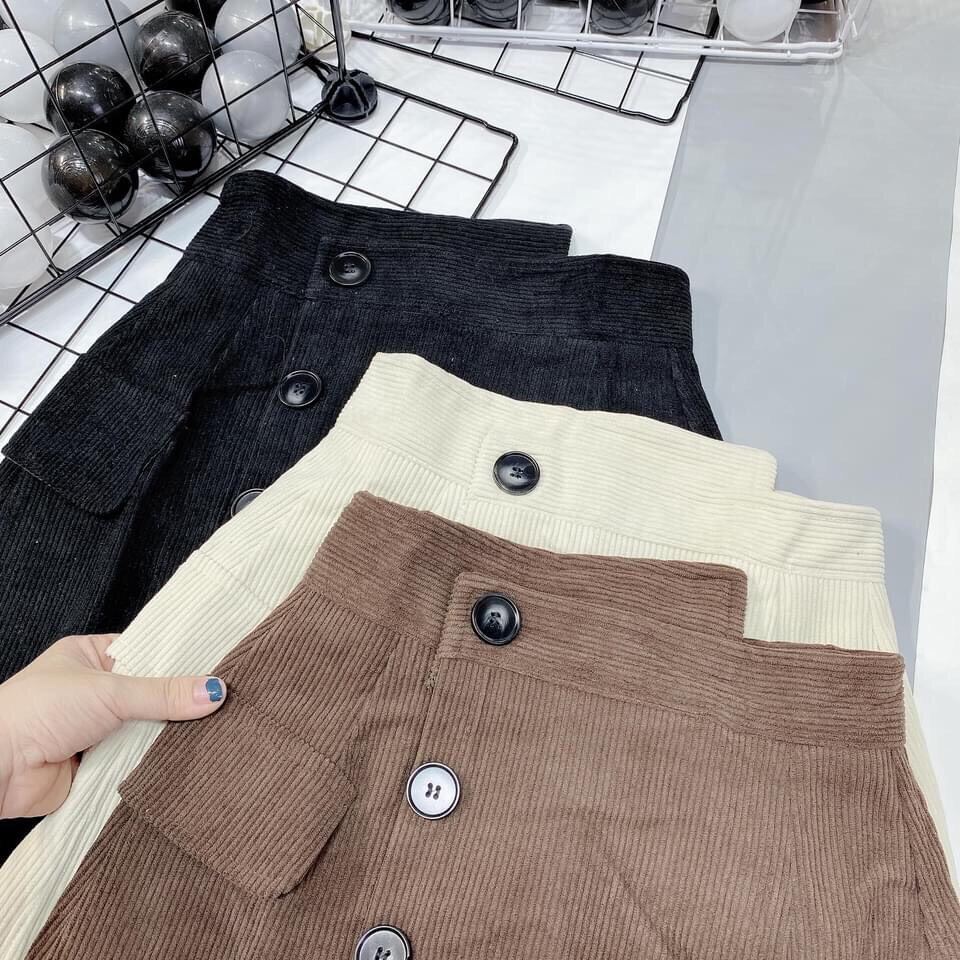Chân váy nhung tăm chữ A chất vải đẹp
