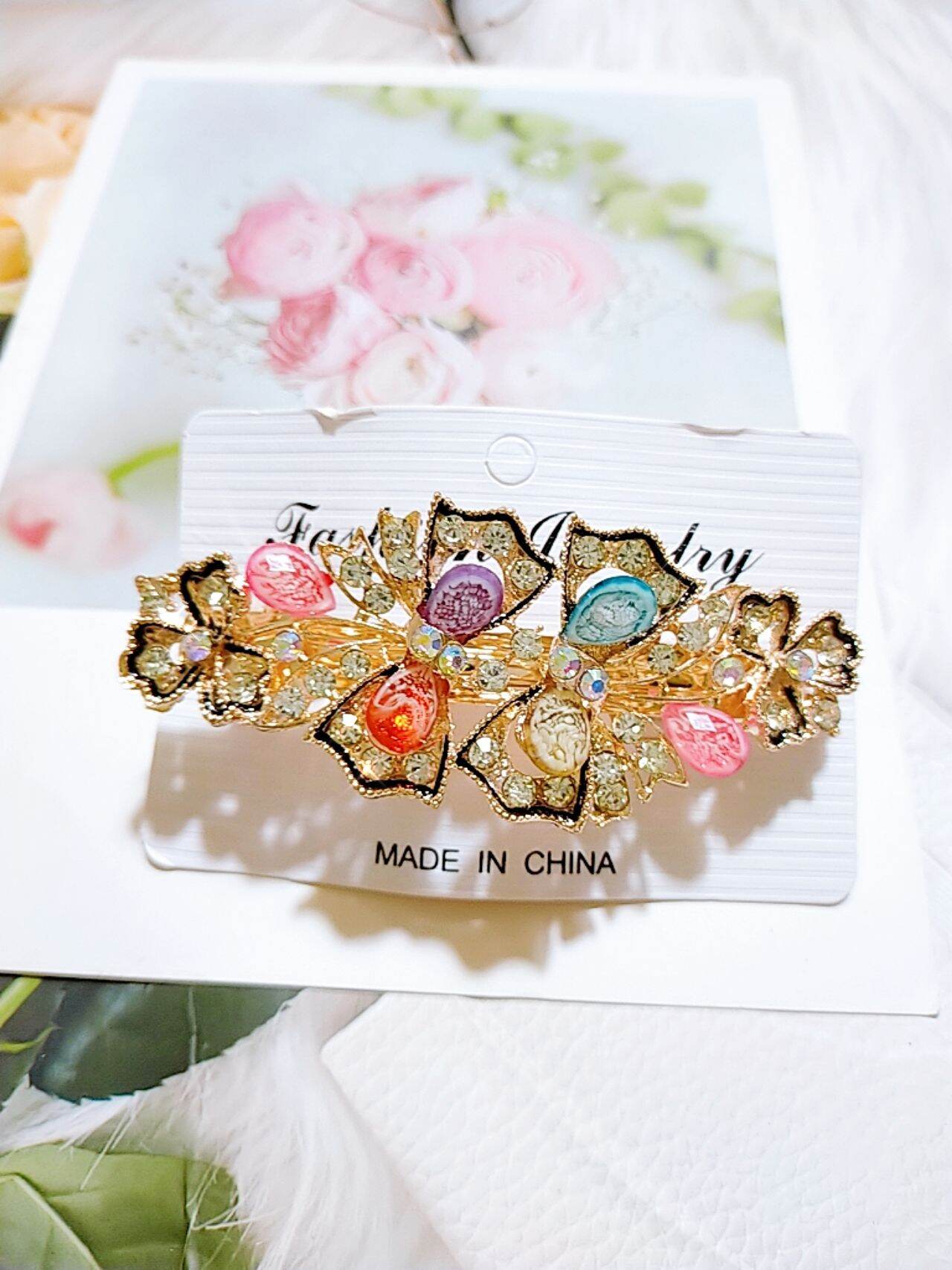 kẹp tóc phía sau đính đá lấp lánh - Kẹp tóc trung niên K01