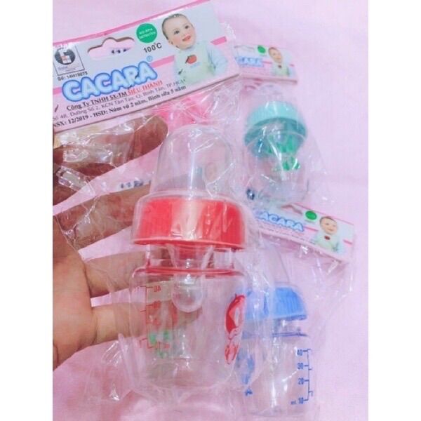 Bình Sữa Cacara Núm Mềm Cho Bé đủ size(Có Van Chống Sặc)