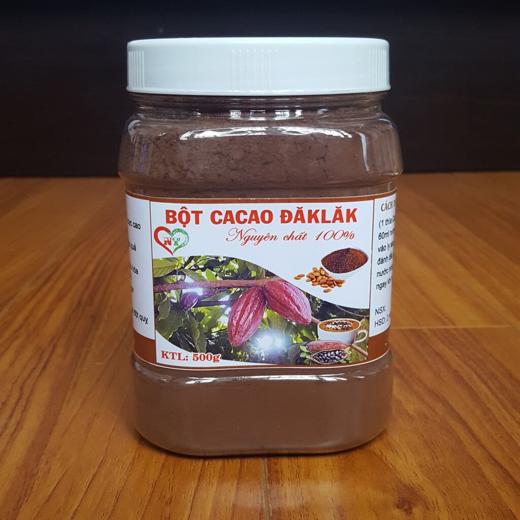 Hộp 500gr Cacao nguyên chất Đăk Lăk nguyên chất 100%