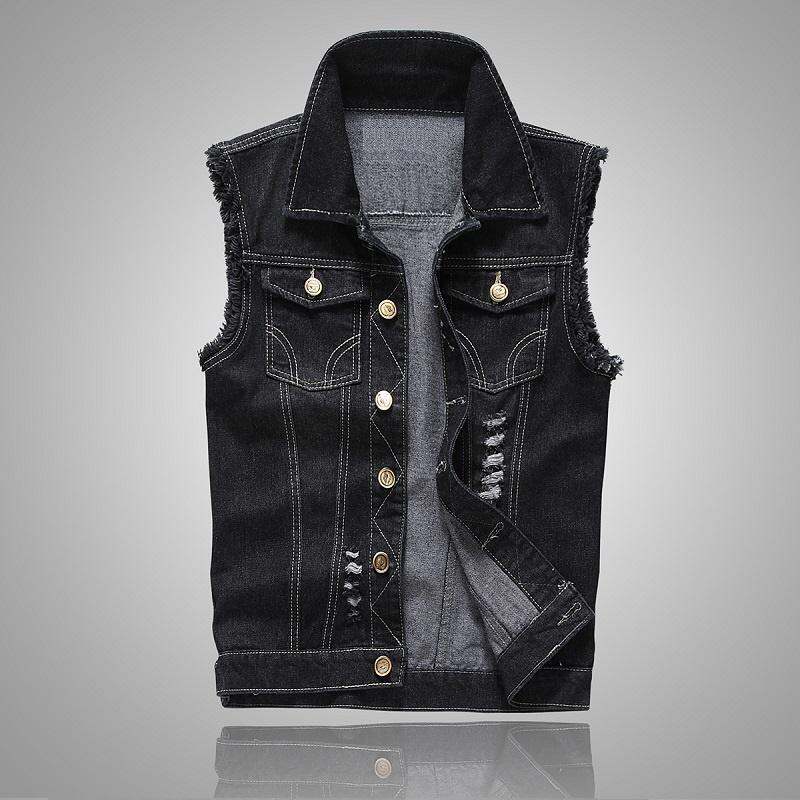 Mùa Hè Ôm Vừa Vặn Áo Vest Denim Nam Phong Cách Hàn Quốc Cộc Tay Không Tay Áo Ba Lỗ Thoải Mái Thời Tr