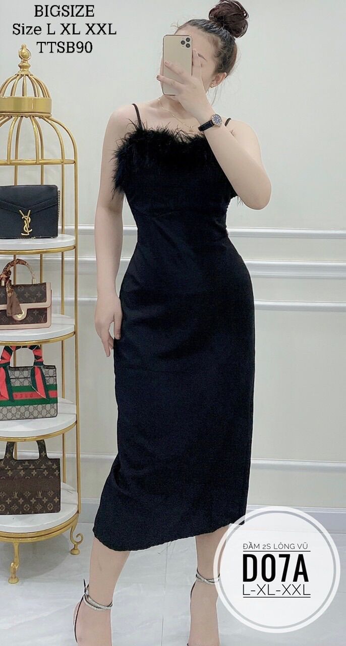 BIGSIZE (55-90kg) ĐẦM 2S LÔNG VŨ ( Ảnh thật)