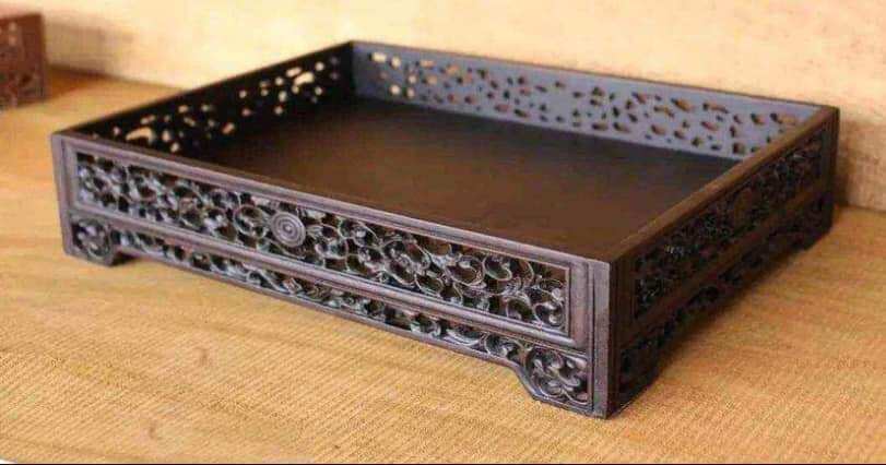Khay trà gỗ gụ 35x22cm