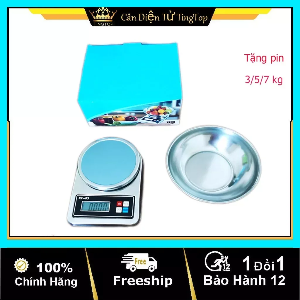 Cân điện tử mini nhà bếp - cân inox xf-03 : 3kg 5kg & 7kg