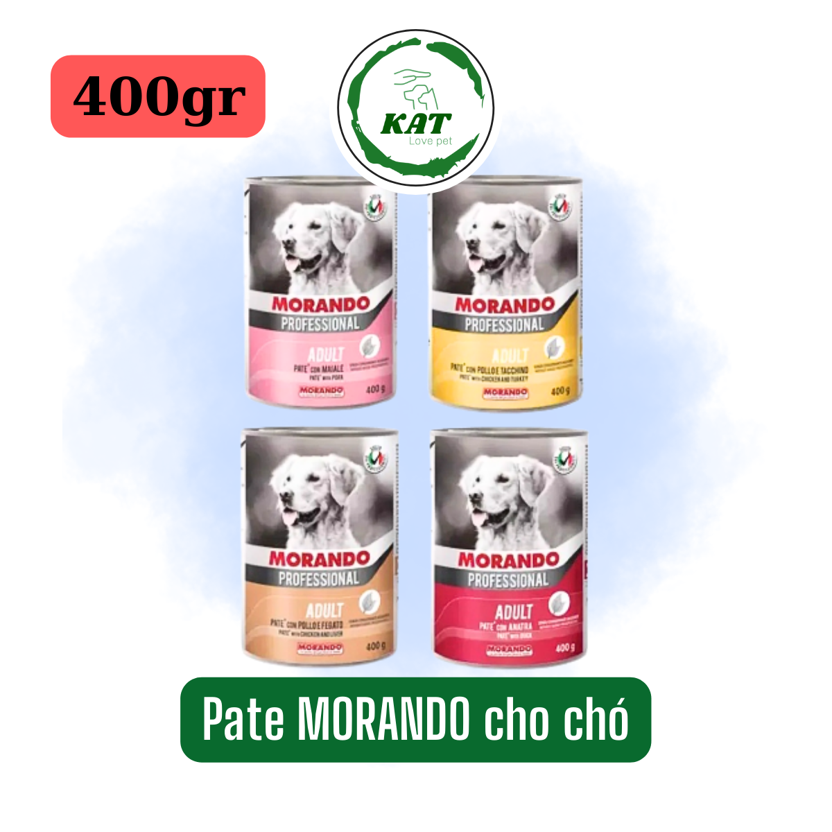 Lon 400gr Pate cho chó trưởng thành MORANDO - Lon 400gr - KAT Store