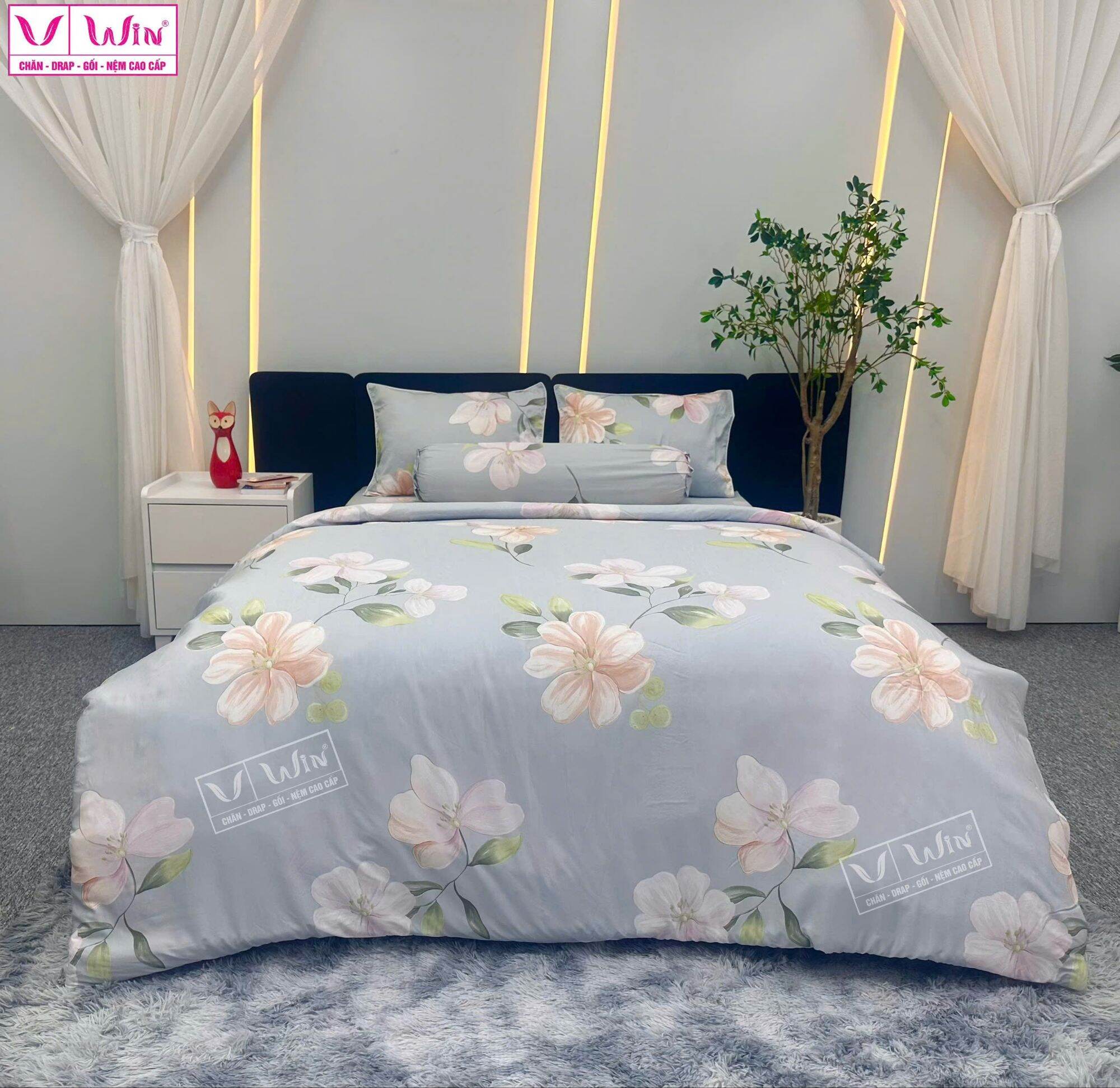 BỘ DRAP GIƯỜNG TENCEL LỤA CAO CẤP SUPER WIN