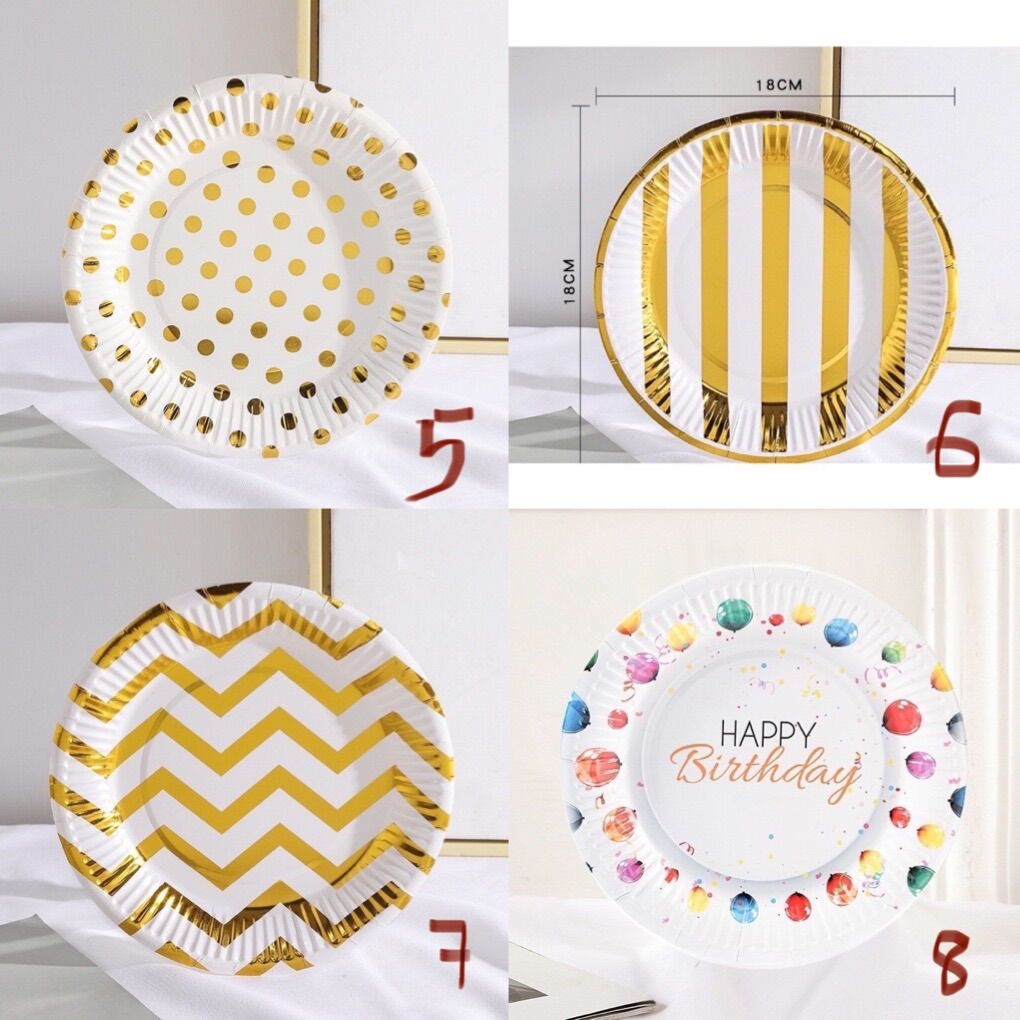 Set 10 đĩa giấy Happy Birthday trang trí sinh nhật