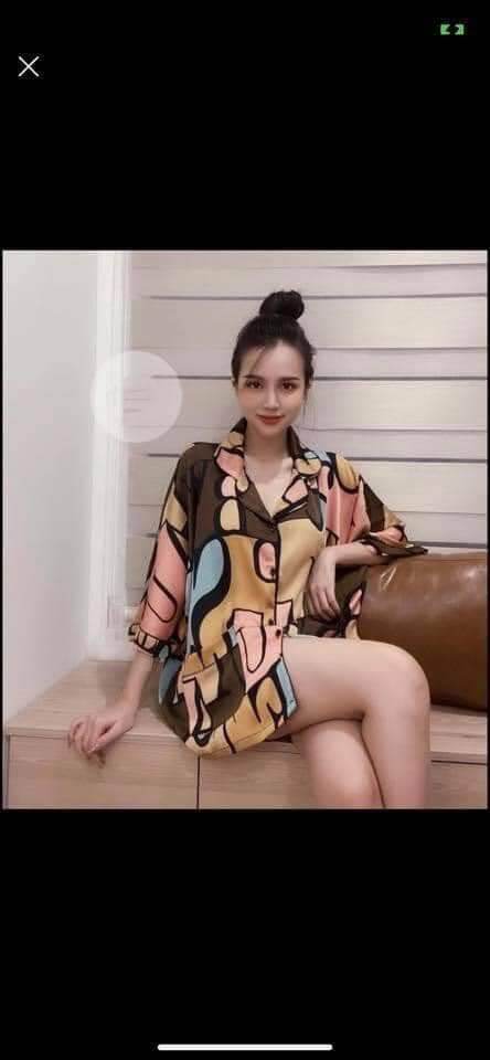 [HCM]Đồ bộ pijama bò sữa mặc nhà lụa latin satin mango